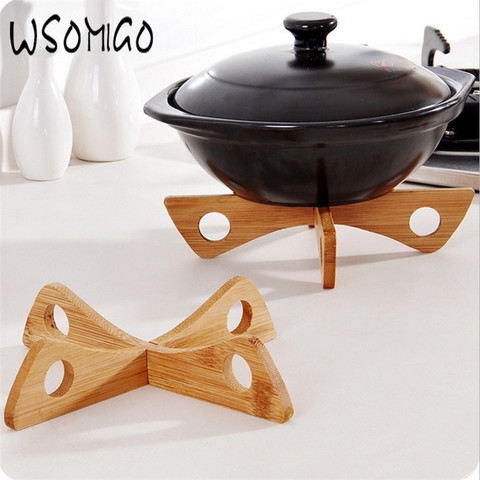 2022 1pcs Kitchen Wood Tray Rack Detachable Table Mat Kitchen Accessories Cozinha Kitchen Pot Dish Potholders Gadget Holder -S ► Photo 1/6