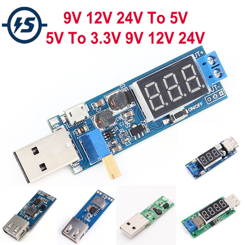 DC-DC USB Step UP/Down Power Supply Module 9V 12V 24V To 5V/ 5V To 3V 9V 12V 24V Adjustable Boost Buck Converter ► Photo 1/6