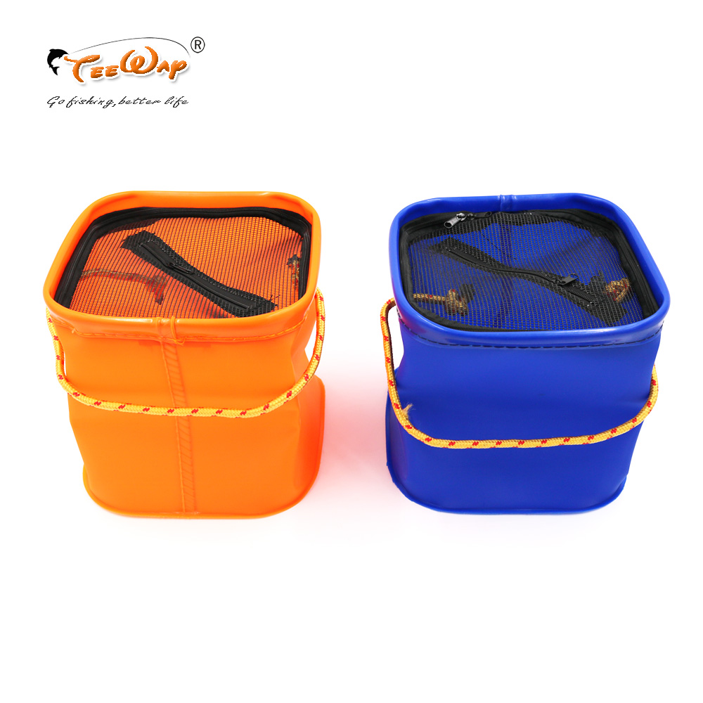 TEEWAY 1Pcs Foldable EVA Water Bucket with Rope Belt Outdoor