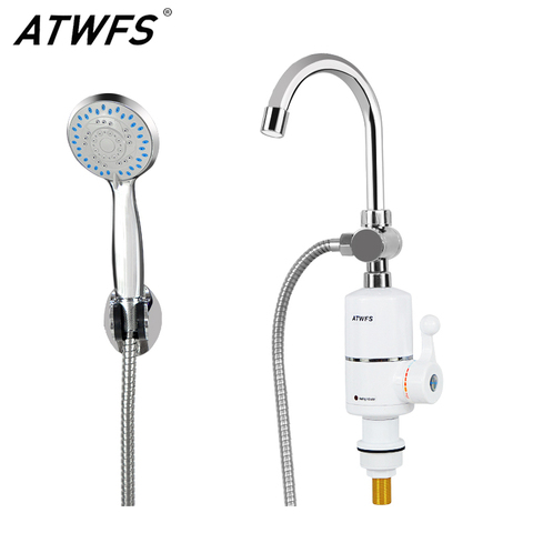 ATWFS Tankless Instant Water Heater Faucet Hot Water Shower Bathroom Instantaneous Pool Heater Kitchen Heating Tap 220v 3000w ► Photo 1/6
