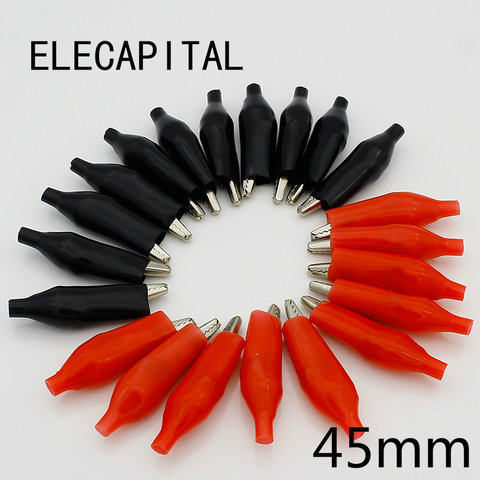 20pcs/lot 45MM Metal Alligator Clip G98 Crocodile Electrical Clamp for Testing Probe Meter Black and Red with Plastic Boot ► Photo 1/5