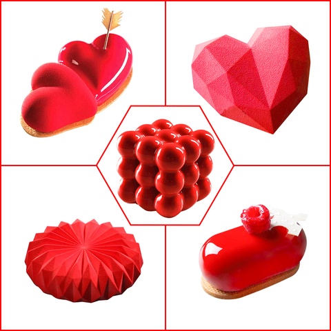 SJ Silicone Mold Mousse Cake Mold Silicone Lace Heart Bakeware Mould 3D Crafts Baking For Cakes#TT ► Photo 1/6