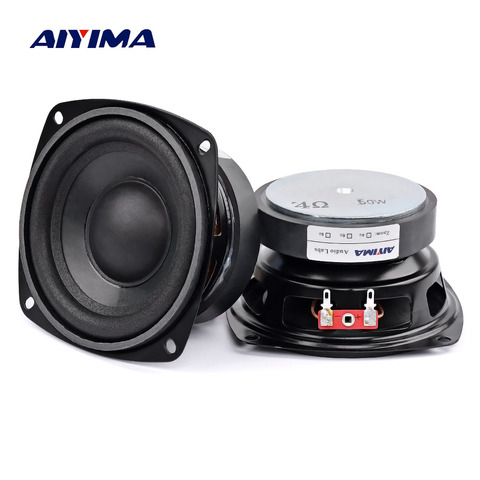 AIYIMA 2Pcs inch 50W Subwoofer Audio Speaker Portable Mini