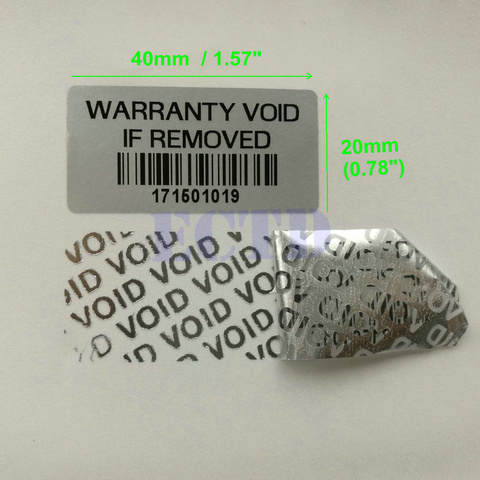 100pcs Warranty Sticker Warranty VOID If Removed With Barcode Numbers 40x20mm Security Seal Tamper Proof VOID Label Stickers ► Photo 1/5