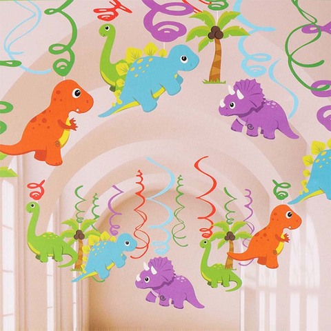 Dinosaur PVC Foil Hanging Swirls Dinosaur Birthday Party Decorations kids Favors Jurassic Dino Ceiling Hanging Garlands Supplies ► Photo 1/6