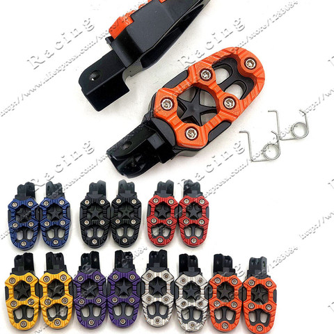 1 Pair Universal 8mm Metal Motorcycle Foot Pegs Pedals Footrests with Spring for dirt Pit Bike ► Photo 1/6