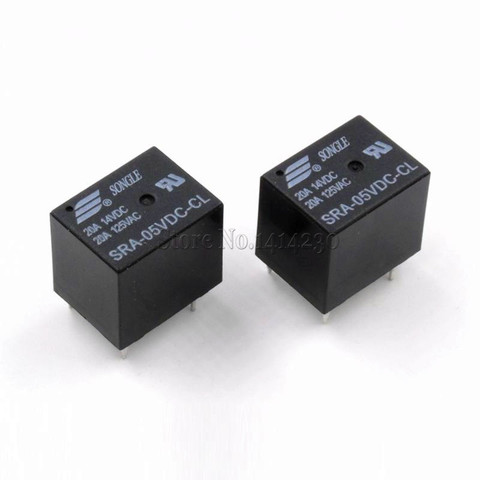 10Pcs 5V 20A DC Power Relay SRA-05VDC-CL 5Pin PCB Type In stock Black Automobile relay ► Photo 1/6