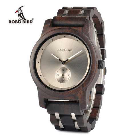 BOBO BIRD Wooden Watches Lovers' Gifts Timepieces Luxury Wood Metal Strap Quartz Watch in Wooden Box W*Q18 ► Photo 1/6