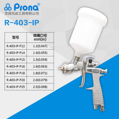 Prona R-403-IP air spray gun,gravity feed with plastic cup, air pressure to cup for high vicosity painting materialm, R403-IP ► Photo 1/6