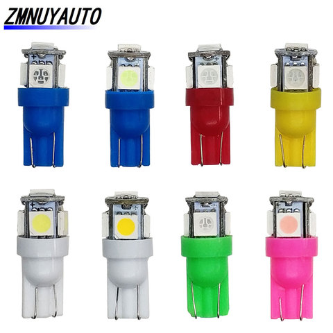 10 PCS T10 LED W5W 5050 5SMD Led Car Interior Light License Plate Bulb Turn Lamps 5w5 t10 White Red Yellow Green Pink Blue 12V ► Photo 1/6