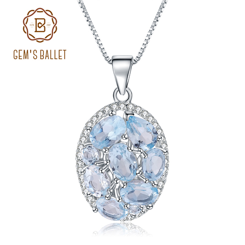 GEM'S BALLET 3.90Ct Natural Sky Blue Topaz Gemstone Elegant Pendant Necklace for Women Fine Jewelry 925 Sterling Silver Collier ► Photo 1/6