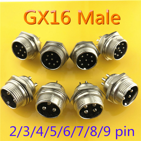 1pc GX16 2/3/4/5/6/7/8/9 Pin Male 16mm Wire Panel Circular Connector with Lid Cap L102-109 Aviation Connector Socket Plug ► Photo 1/5