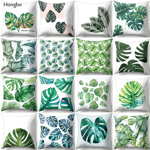 Hongbo Beautiful Leaves Tropical Plants Polyester Cushion Cover Pillow Cover Decorative Pillow Case Home Decor Sofa ► Photo 1/6