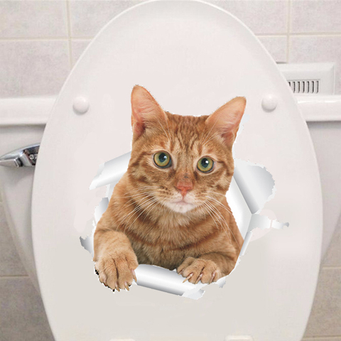 Vinyl Cat 3D Toilet Wall Sticker Hole View Bathroom Living Room Home Decor Decals Poster Background waterproof Animal Stickers ► Photo 1/6