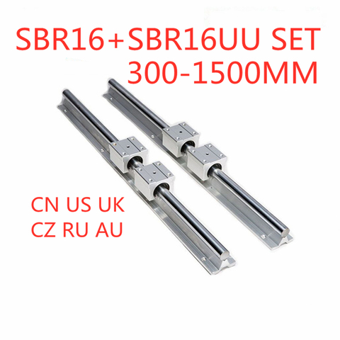 2Pcs SBR16 Linear Rail Guide 300 400 500 600 1000 1200 1500mm + 4pcs SBR16UU Linear Bearing Block Linear Rail Set ► Photo 1/6