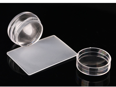 2PCS Clear Jelly Silicone Nail Stamper & Scraper Set 3.5cm Handle Stamper with Cap Manicure Nail Art Stamping Tool Kit,YZ16 ► Photo 1/3