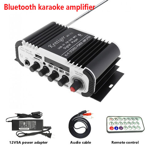Kentiger HY-V11 With 12V5A Power And AV Cable Bluetooth Amplifier USB TF FM AUX dac 6.5mm Mic Karaoke Speaker Amplificador ► Photo 1/6