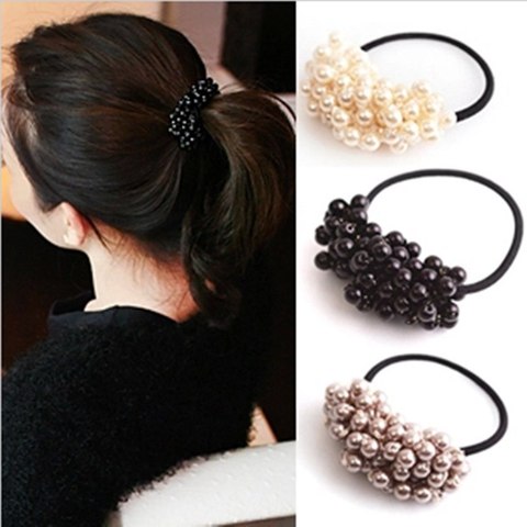 Hot Sale pearl Women Girls Seamless Hair Rope Charming Pearl Elastic Hair Bands Hair Accessories ► Photo 1/6