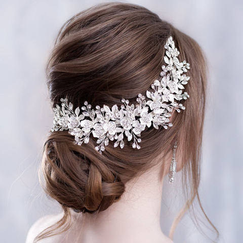 1 pc Bridal Hairpin Rhinestone Flowers Fashion Headdress Headpiece for Women