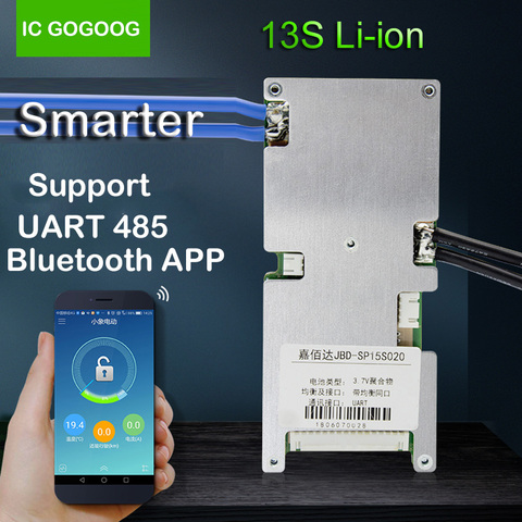 13S Li-ion Lithium Battery Protection Board Phone Bluetooth APP UART 485 Dual Communication PC Monitor 48V Smart BMS 30A 40A 60A ► Photo 1/1