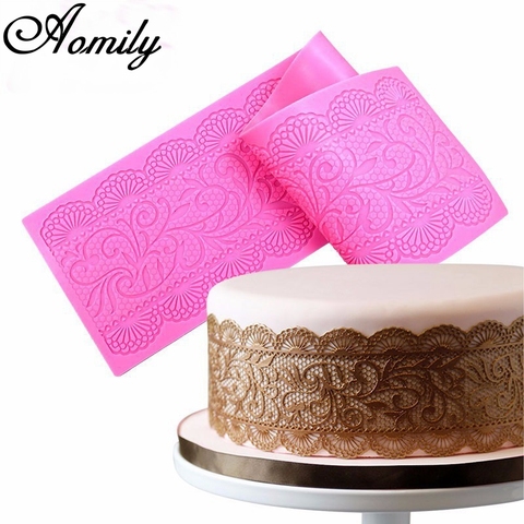 Aomily Lace Flower Wedding Cake Silicone Beautiful Flower Lace Fondant Mold Mousse Sugar craft Icing Mat Pad Pastry Baking Tool ► Photo 1/6