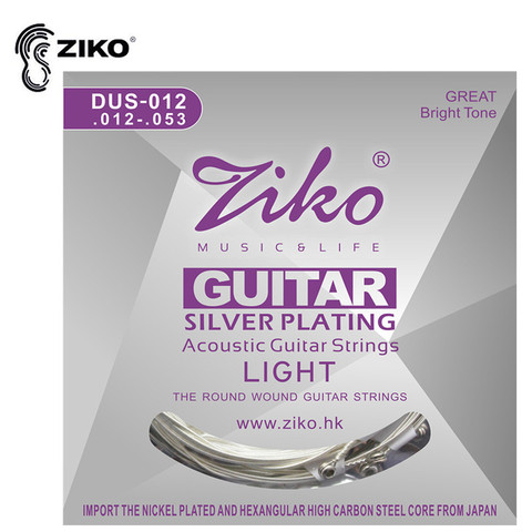 ZIKO DUS 010 011 012 Acoustic Guitar Strings Hexagon Carbon Steel Core Silver Plating Musical Instruments Accessories Parts ► Photo 1/6
