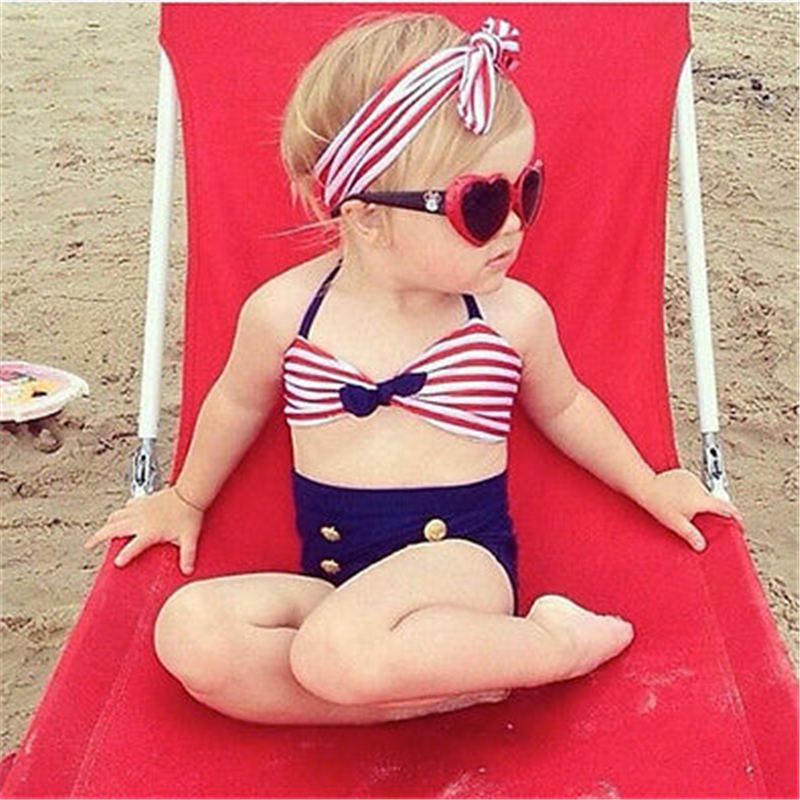 Toddler Baby Girls 3pcs Swimwear Cute Straps Bikini Set Swimsuit Beachwear Summer Outfits Set 