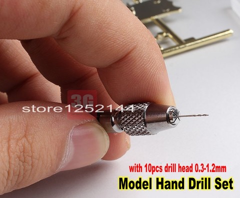 Precision Model Hand Drill Set with 10pcs  0.3mm-1.2mm Drill Head For Model DIY Drill Tool Gundam Model Tool ► Photo 1/1