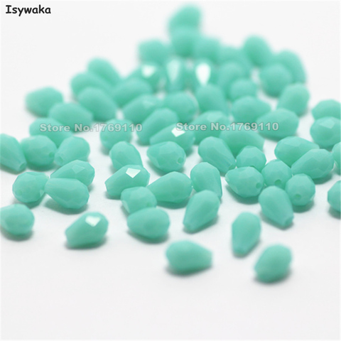 Isywaka 100pcs New Lake Blue Color Teardrop Beads Austria Crystal Beads Waterdrop Beads Loose Spacer Bead Jewelry Making,3x5mm ► Photo 1/1
