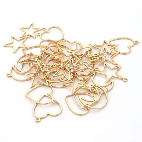 50 Mixed Star Moon Heart Gold Color Pendent Metal Mold For Jewelry Making Diy Pendant Charm Bracelet Accessories Wholesale ► Photo 1/6