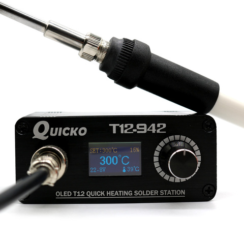 2022 Quicko T12-942 MINI OLED Digital soldering station T12-907 handle with T12-ILS JL02 BL BC1 KU iron tips welding tool ► Photo 1/5