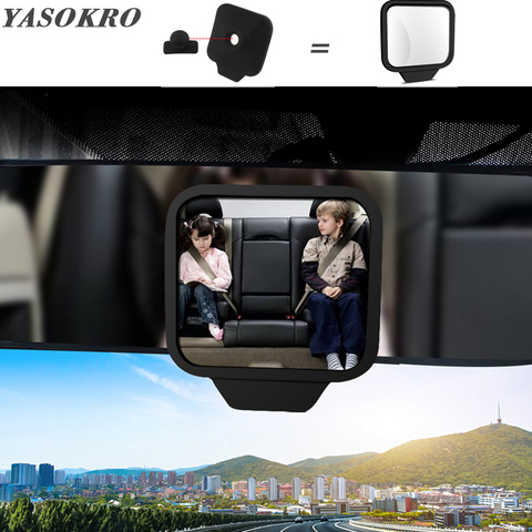 360 Rotation Wide Angle Square Convex Blind Spot Mirror Car Back Seat Child Infant Care Baby Mirror for parking Rearview mirror ► Photo 1/5