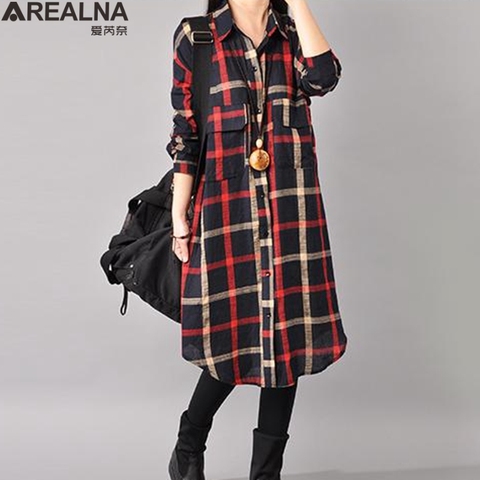 blouses woman 2022 Autumn plaid shirt women vintage kimono long shirt cardigan outerwear womens tops and blouses blusa mujer ► Photo 1/6