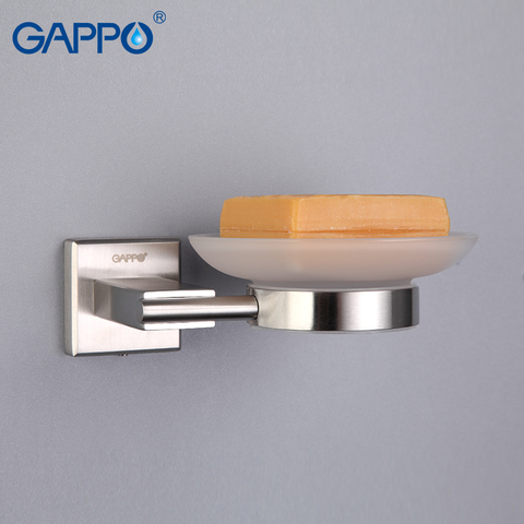 GAPPO  Soap Dishes Wall-mounted  Soap Box Soap Basket Holders With Glass Bathroom Accessories Stainless Steel Soap Case ► Photo 1/6