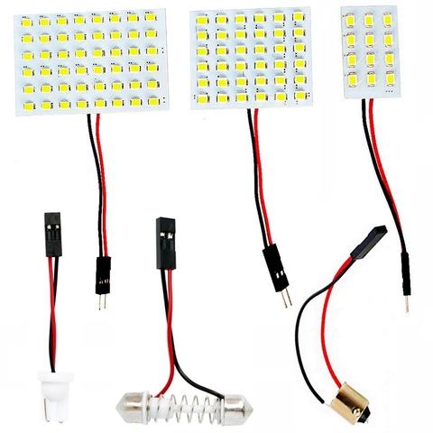 12 36 48 SMD 2835 LED Auto Dome Panel Light Car Interior Reading Lamp Roof Bulb With T10 W5W BA9S C5W Festoon 3 Adapter Base ► Photo 1/5