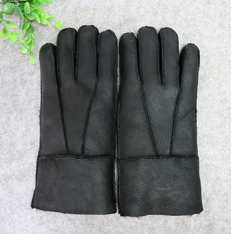 2022 Winter 100% Genuine Leather Men Warm Gloves Real Sheep Fur Wool Gloves for Men Male Thicken Mittens Outdoor Black Guantes ► Photo 1/5