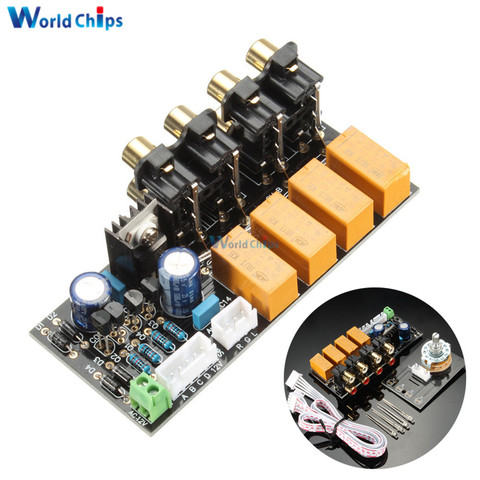 Double-sided 4 Channel Stereo Audio Input Signal Selector Relay Board Signal Switching Amplifier Board RCA For Speakers DIY ► Photo 1/1