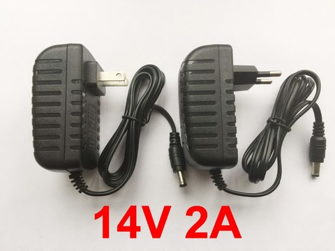 1PCS 14V 2A AC 100V-240V Converter Adapter DC 14V 2A 2000mA Power Supply EU US Plug  5.5mm x 2.1-2.5mm ► Photo 1/1