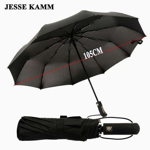 JESSE KAMM 2017 New Big Strong Fashion Windproof Men Gentle Folding Compact Fully Automatic Rain High Quality Pongee Umbrellas ► Photo 1/1