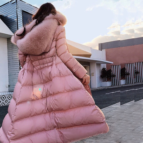 Fashion Women's Duck Down Real Fur Hooded Winter Warm Thicken Coat Jacket Parka 