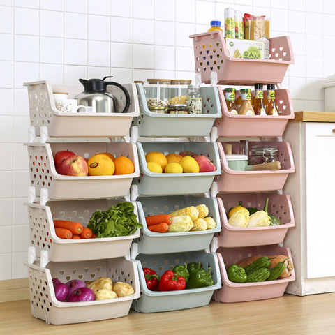 Home Furniture 1Pc Plastic Storage Basket Fruit Vegetables Organizer Kitchen Tools Child Toys Sundries Baskets FY0048 ► Photo 1/6