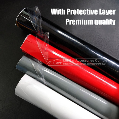 With protective layer Black white red Bright Glossy Black Vinyl Car Decal Wrap Sticker Black Gloss Film Wrap For Motorcycle Car ► Photo 1/6