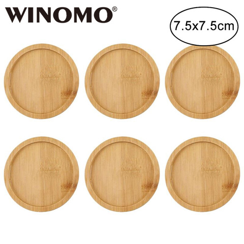 WINOMO 6pcs 7.5x7.5cm Bamboo Round Flower Pot Tray Bonsai Succulent Plant Saucer for Indoor & Outdoor Plants ► Photo 1/6