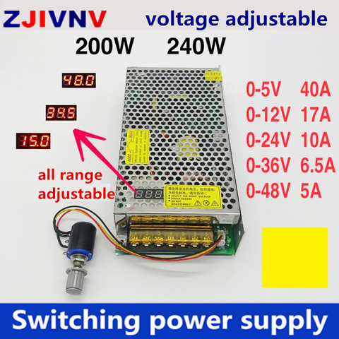 200w 240w smps Adjustable DC voltage Digital switching power supply 0-5v 12v 24v 36v 48v input 110v 220v ac/dc ► Photo 1/1