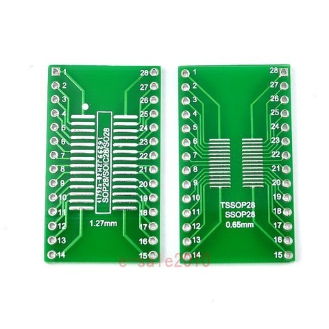 10pcs SO28 SOP28 SSOP28 TSSOP28 SOIC28 to DIP28 Adapter Converter PCB Board ► Photo 1/1