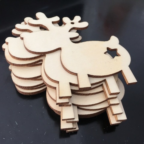 10pcs Unfinished Wooden Deer Christmas Gift Tags Christmas Tree Ornaments for Christmas Decoration and DIY Craft Making ► Photo 1/5