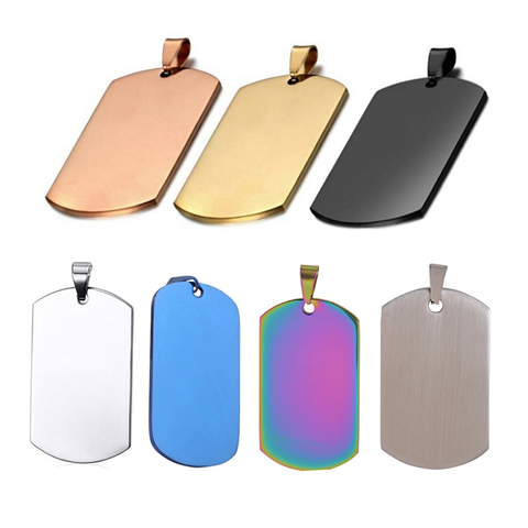 10 pcs Wholesale Rectangle 6 Colors Men Stainless Steel Stamping Blank Dog Tags Pendant Necklace Jewelry Findings 24*40mm ► Photo 1/6