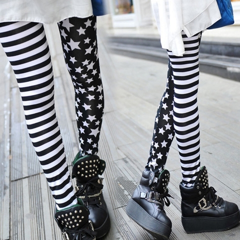 Women Stripe+Stars Leggings Elastic Waist Stretch Pencil Pants Jeggings ► Photo 1/1