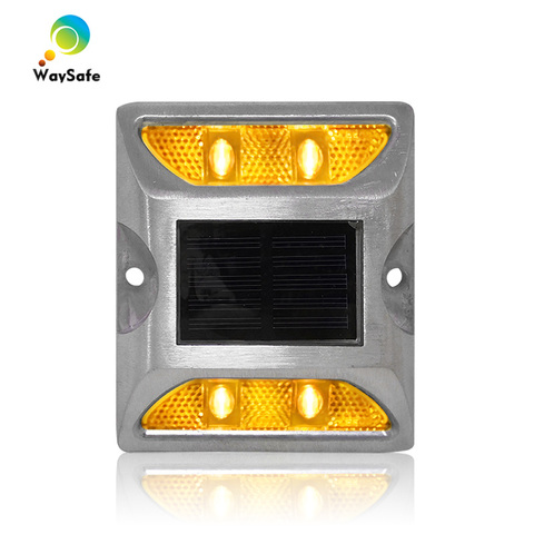 Hot selling aluminum housing waterproof solar road stud with yellow LED light 3M reflector road marker ► Photo 1/6