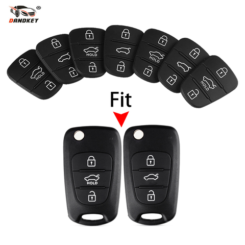 Dandkey Key Shell Button Pad Rubber Case Cover For Hyundai Avante l10 l20 l30 IX35 For Kia K2 K5 Sorento Rio Ceed Fob 3 Buttons ► Photo 1/5